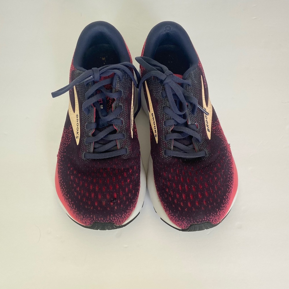Brooks Ghost 16 Womens 7.5 Wide Running Shoes Pink Navy Blue 1204071D422 - Picture 2 of 10